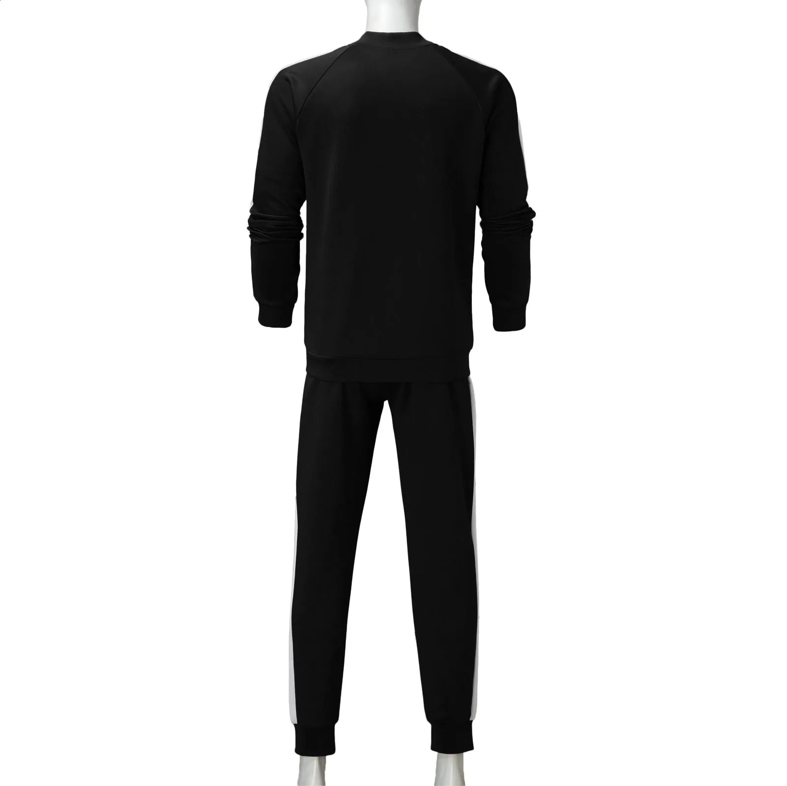 Men 2-Piece Sets Solid Long Sleeved O Neck Sports Suit Elegant Track Suits Pant Sets Hoodies Sports Suits Jogging 240821