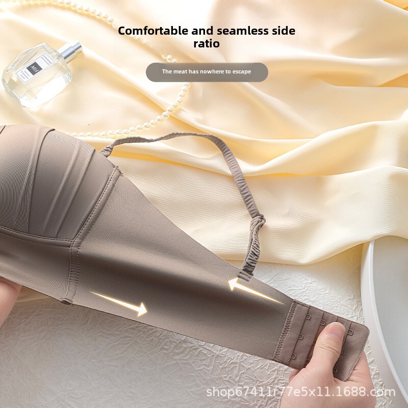 Strapless for women in summer, thin design with large small chest, gathered anti sagging, wrapped strapless, seamless and steel ring bra dongdumaoyi