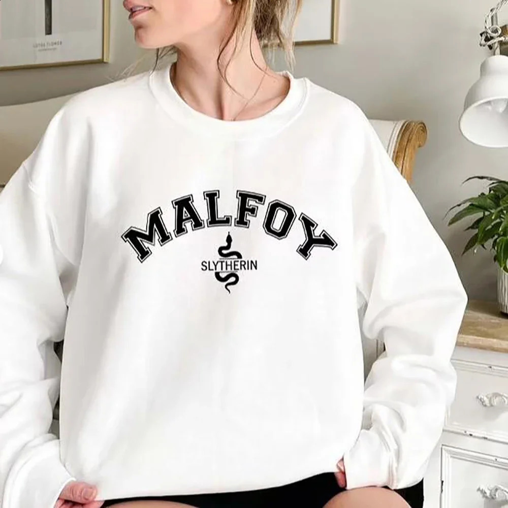 Malfoy Sweatshirt House Sweatshirts Dark Academia Crewneck College Unisex Long Sleeve Pullover AutumnWinter Hoodie 240821