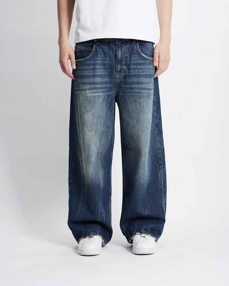 Streetwear Fashion Blue Washed Baggy Jeans Couple Y2K Harajuku Retro Hip Hop Casual Gothic High Waist Wide Leg Pants 240821