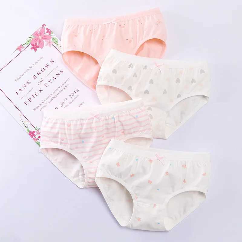 4PCS Girl Antibacterial Panties Summer 3-8Y Young Children Cotton Underwears Soft Kids Thin Breathable Briefs Baby Cute Knickers Y240821
