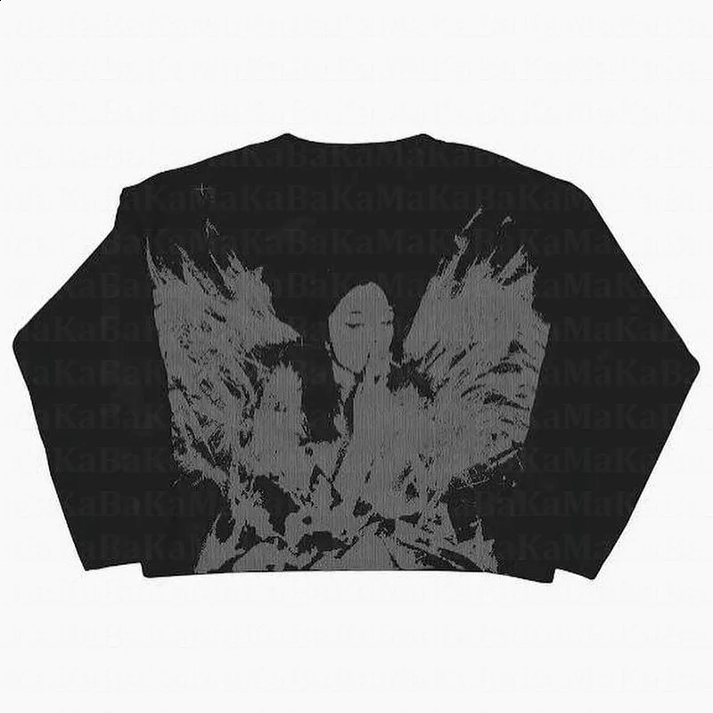Goth Punk Oversized Knitwear Casual Streetwear Pullover Sweaters Mens Womens face nosebleeds Male Loose Tops Harajuku Fashion 240821
