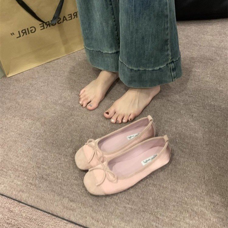 Ddmysports Evening Bow Flat French Single Shoe Soft Sole Grandma Gentle Women S Spring And Autumn Shallow Mouth Scoop Shoes OUTDOOR
