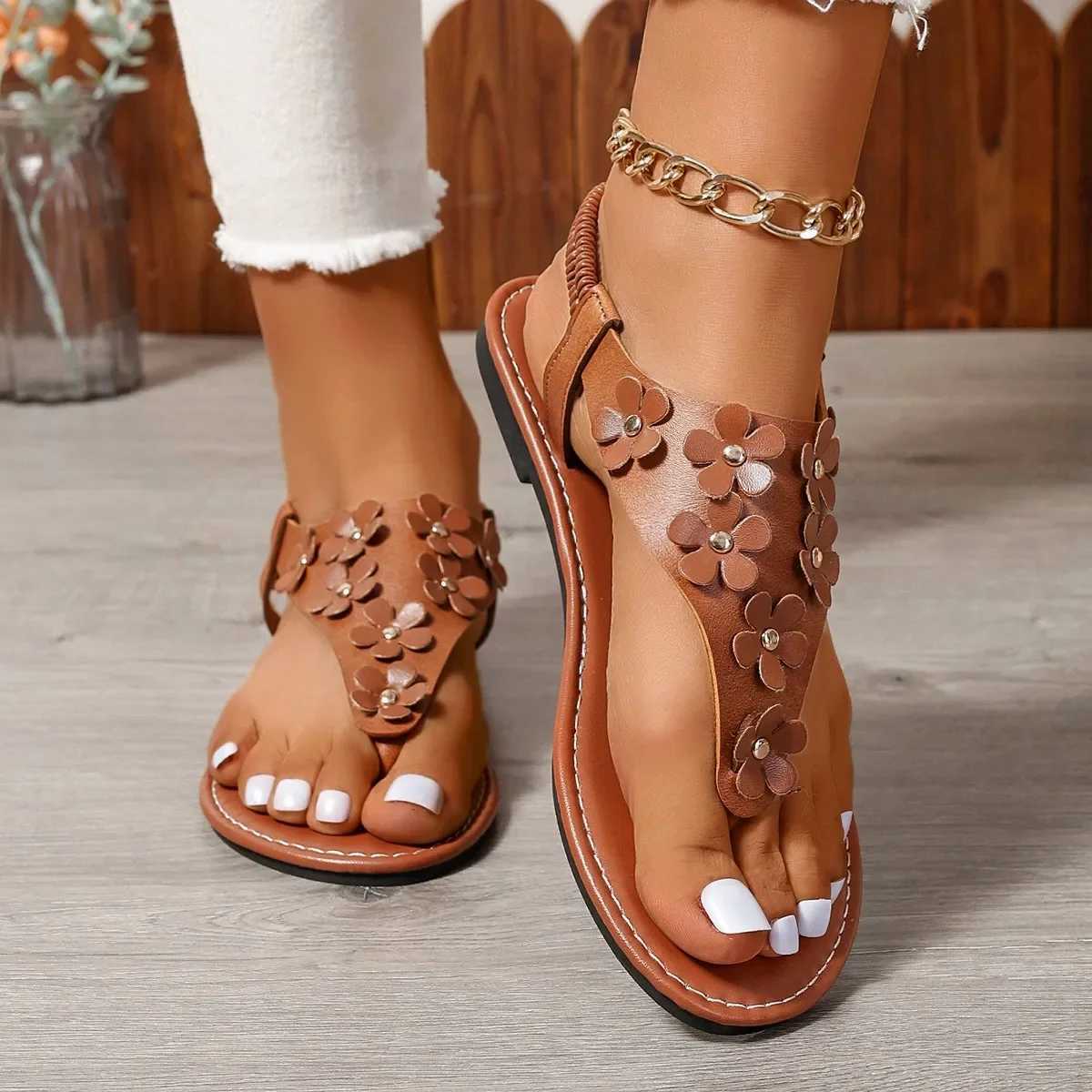 Women Flip Flop Flats Sandals Summer 2024 Designer Flower Beach Platform Casual Slippers Fashion Slingback Open Toe Mujer Slides CL240806