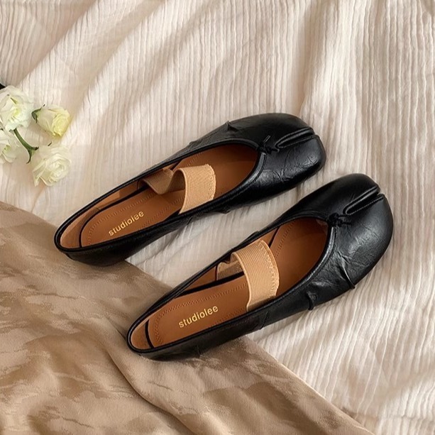 Ddmysports Grape Mom S Same Berlin Dream Shallow Mouth Slim Soft Split Toe Women Single Shoes Genuine Leather Flat Bottom Slippers OUTDOOR