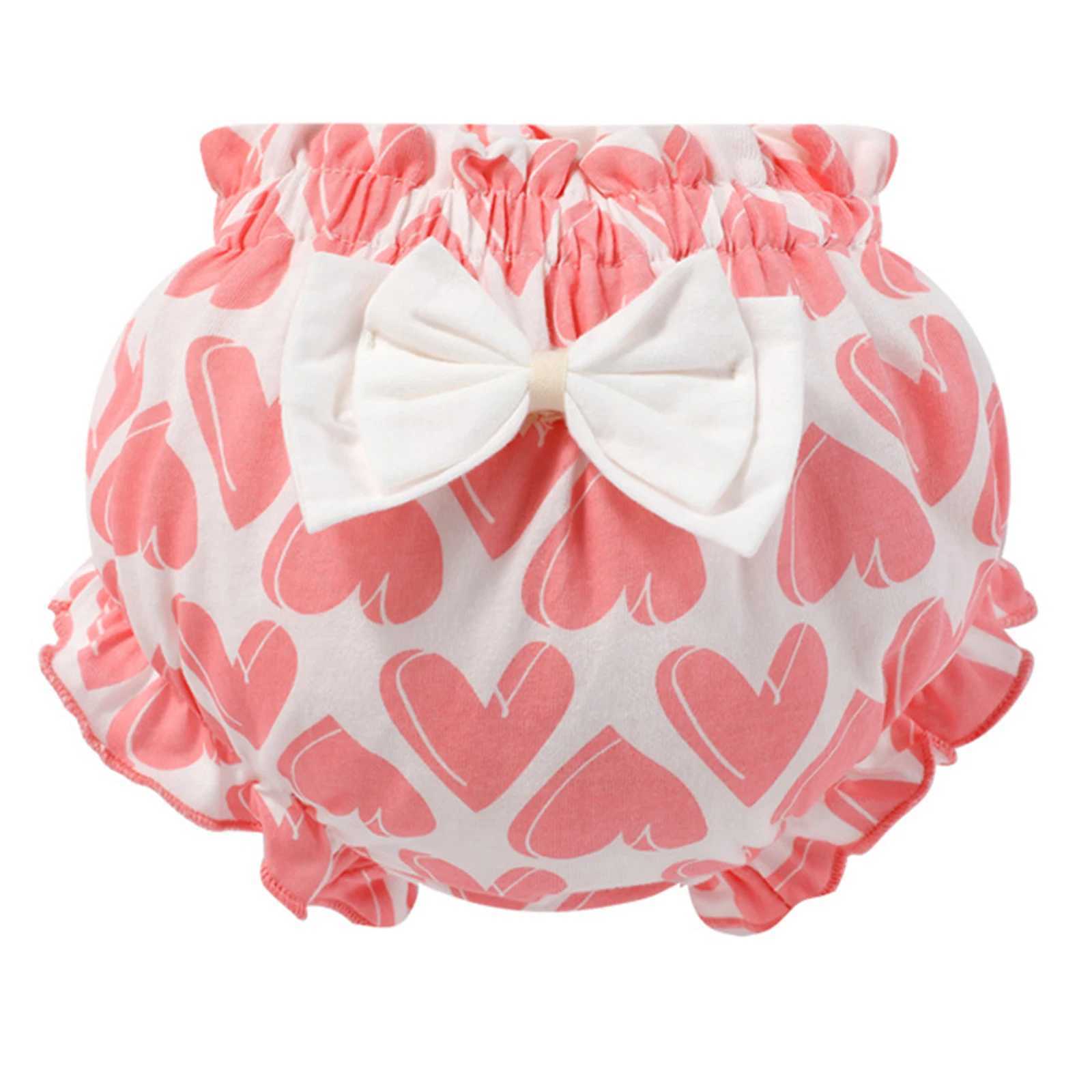 4Pcs Adorable Baby Girls Cotton Bloomers Assorted Cute Print Ruffle Bow Diaper Cover Girl Summer Breathable Underwear Panties Y240821