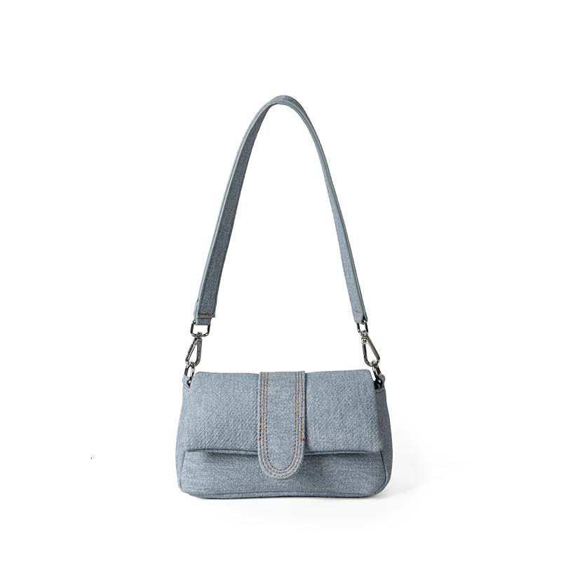 2025S Fashion Designer Spring Minimalist Underarm Single Shoulder Flip For Women S Fashion Trend New High End PU Denim Bag