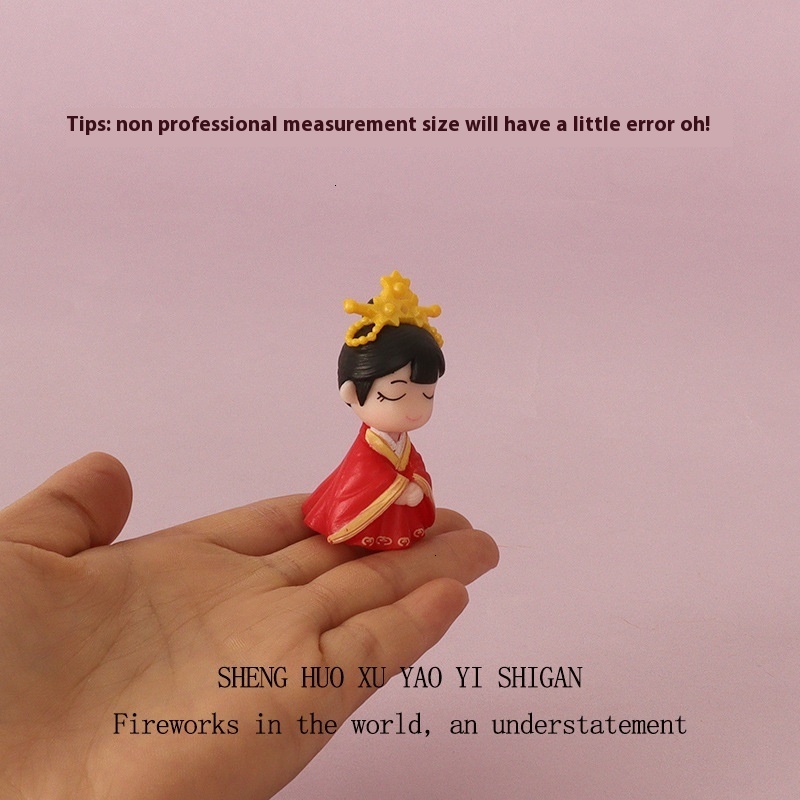 Plastic Creative Crafts Chinese Wedding Mini Bridal Groom Doll Miniature Home Scene Decoration Small Ornaments
