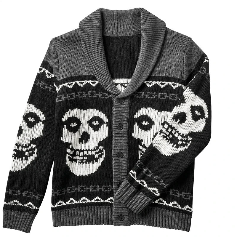 Autumn Winter Harajuku style Gothic Ghost Pattern Sweater Streetwear Fashion Women Pullove Hip-hop Street Knitted Sweater Male 240820