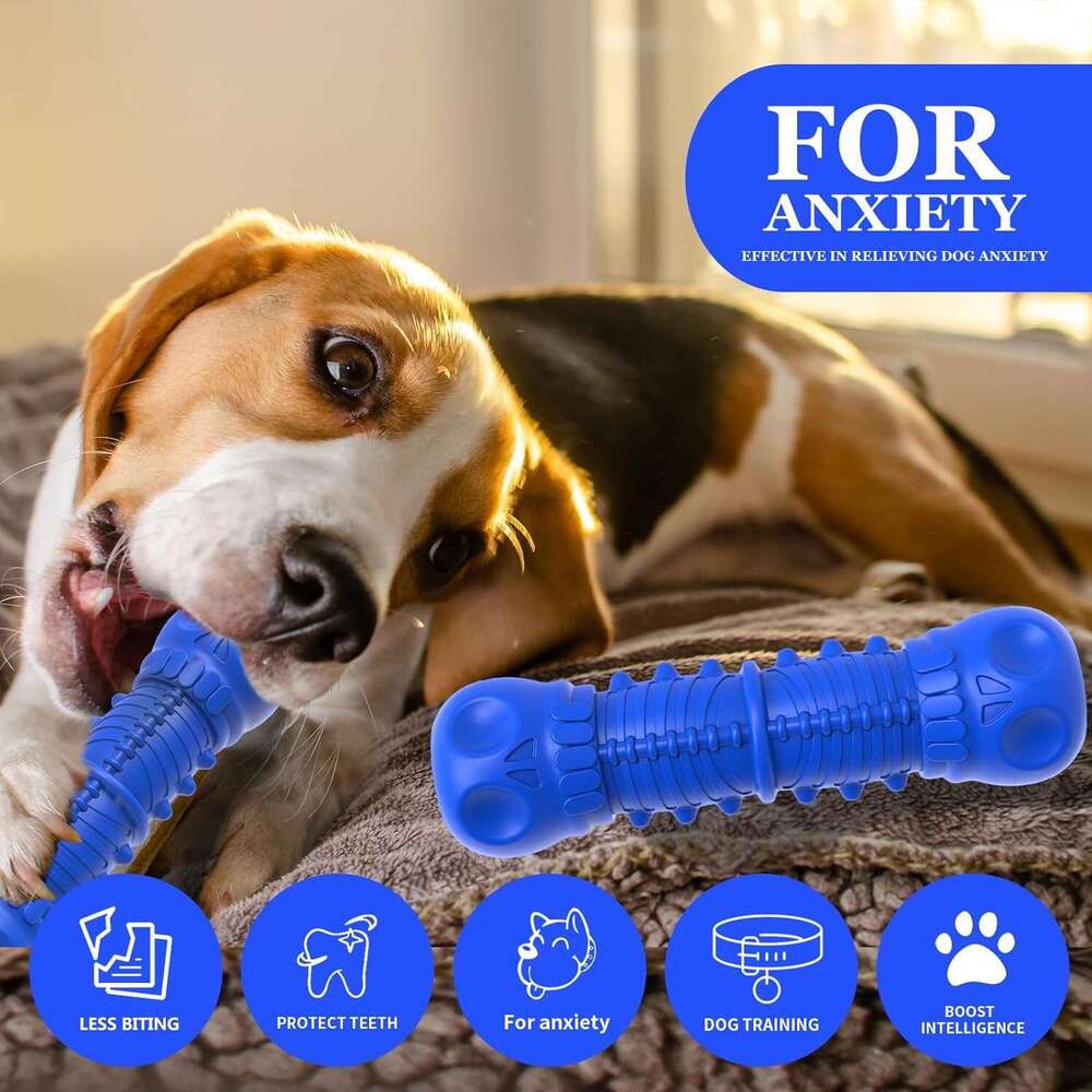 ZIKATON Squeaky Aggressive Chewers, Chew Large Medium Breed Dog, Dog Toys, Tough Durable Dogs Toys with Natural Rubber (Bule D, for Larege Dogs)