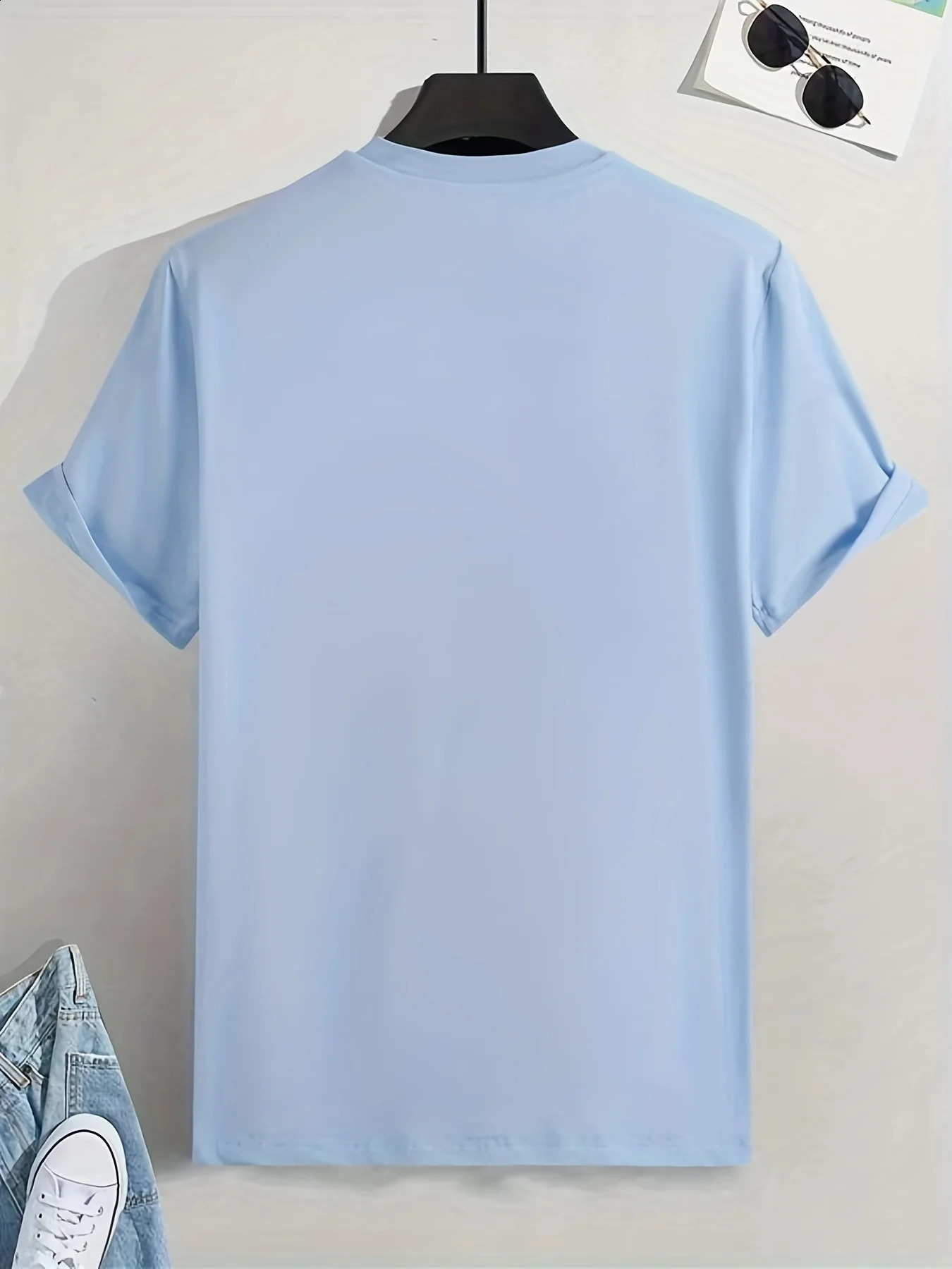 Mens 100 Cotton Paris Short Sleeve Tshirt Top Loose 240821