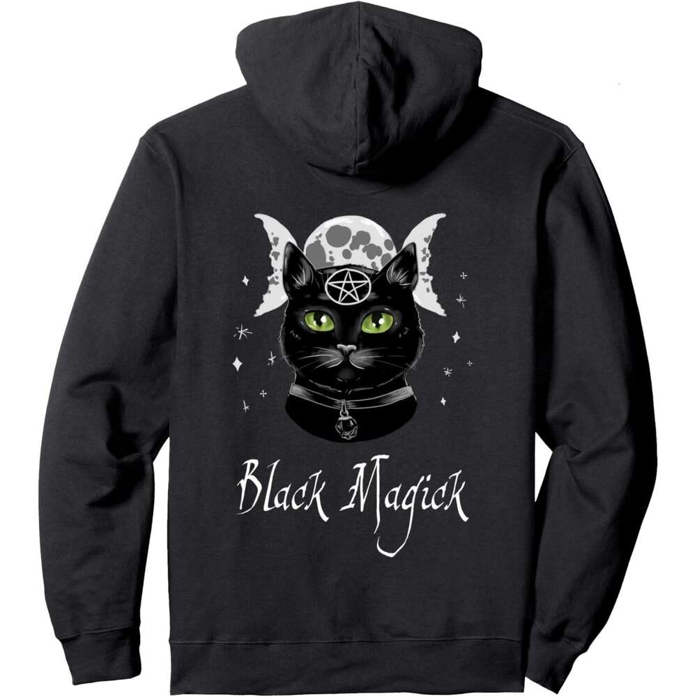 Hoodie for Mens Womens Black Magick Cat Halloween Triple Moon Goddess Witchcraft Pullover Hoodie Graphic Hoodies Sweatshirt Pullover Long Sleeve 2025