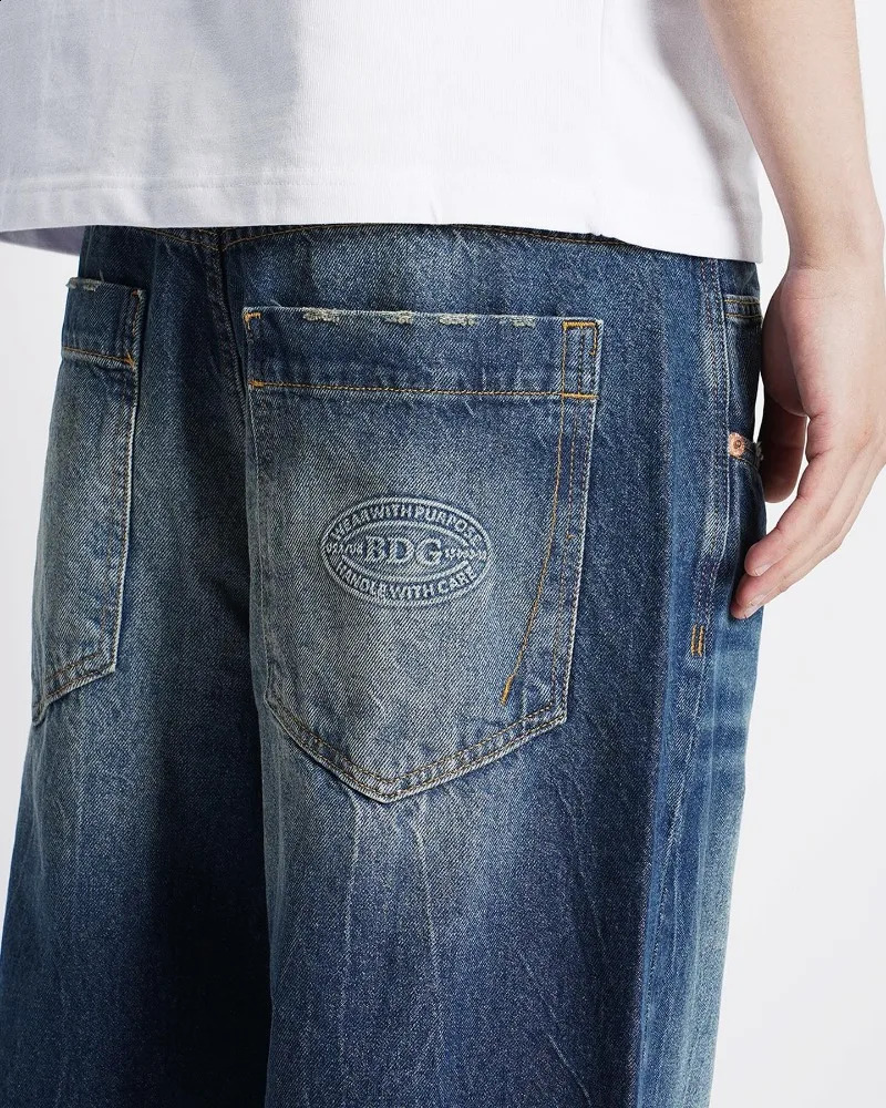 Streetwear Fashion Blue Washed Baggy Jeans Couple Y2K Harajuku Retro Hip Hop Casual Gothic High Waist Wide Leg Pants 240821