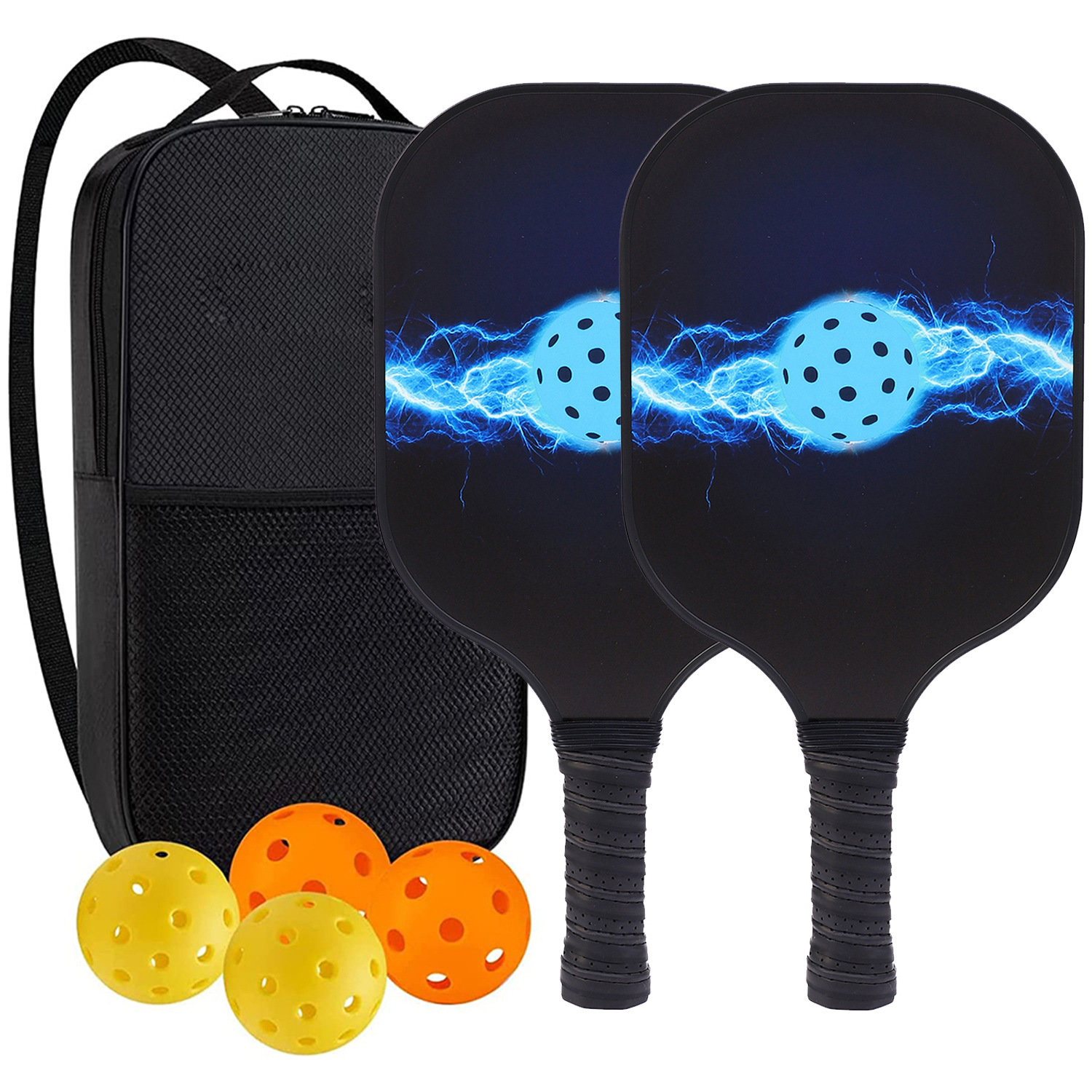 Palette de pickleball en fibre de verre haute performance pour les jeux de plein air compétitifs 2 paddle 4 balle 1 sac 9904