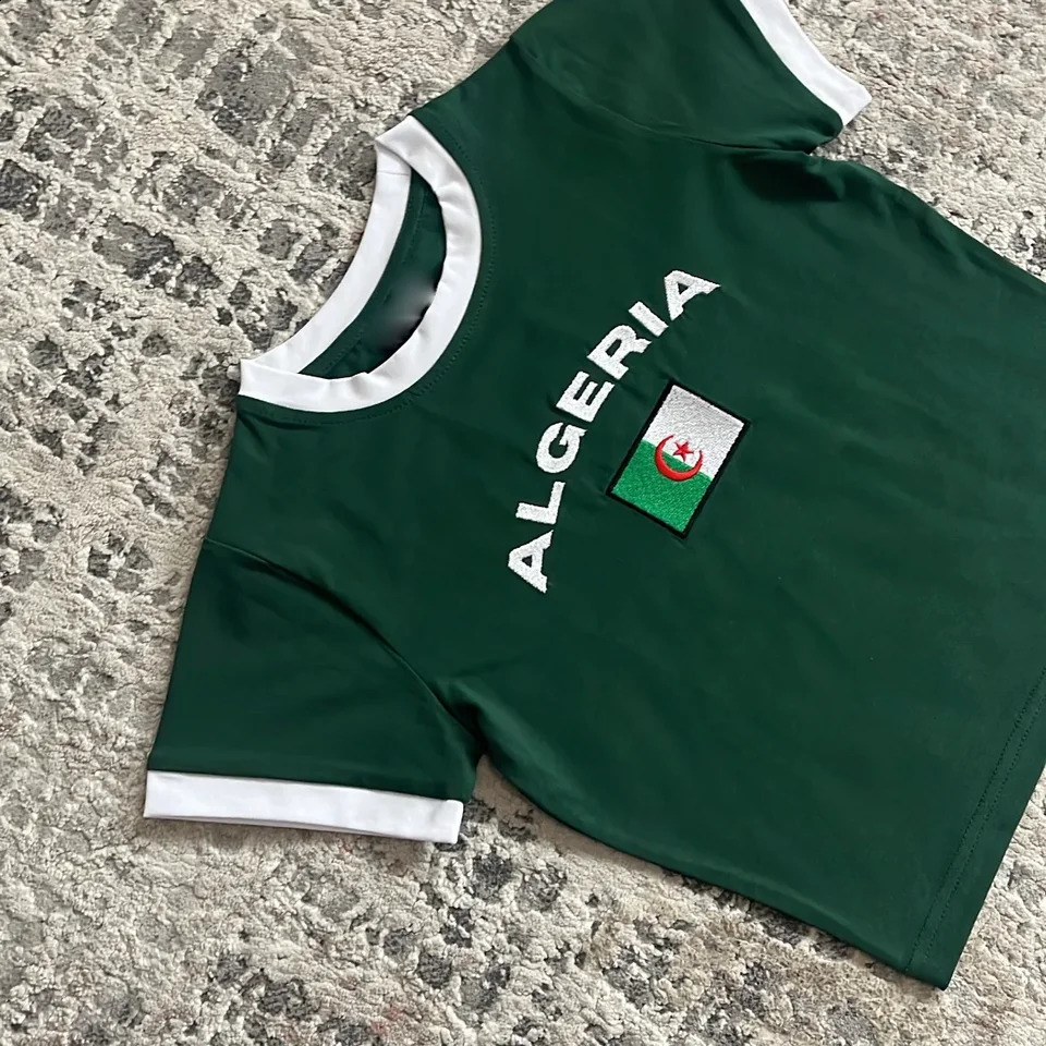 Algerian letter pattern embroidered punk casual Gothic Y2K retro womens baby top street short sleeved T-shirt jersey 240820