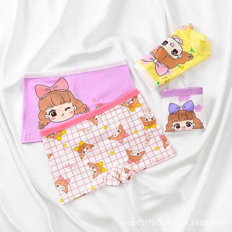 4PCS/Lot Girls Cotton Underwear Toddler Children High Waist Cartoons Boxers 1-9Years Kids Panties Teenagers Underpants Y240821