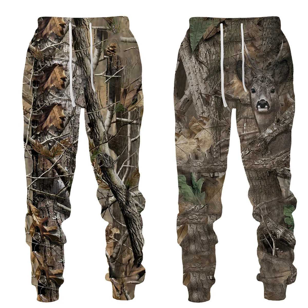Mens Pants Outdoor Camping Camouflage Leisure Wildlife Hunting Deer Wild Boar 3D Printing Sports Pants Fishing Fitness Trousers SportswearW240725
