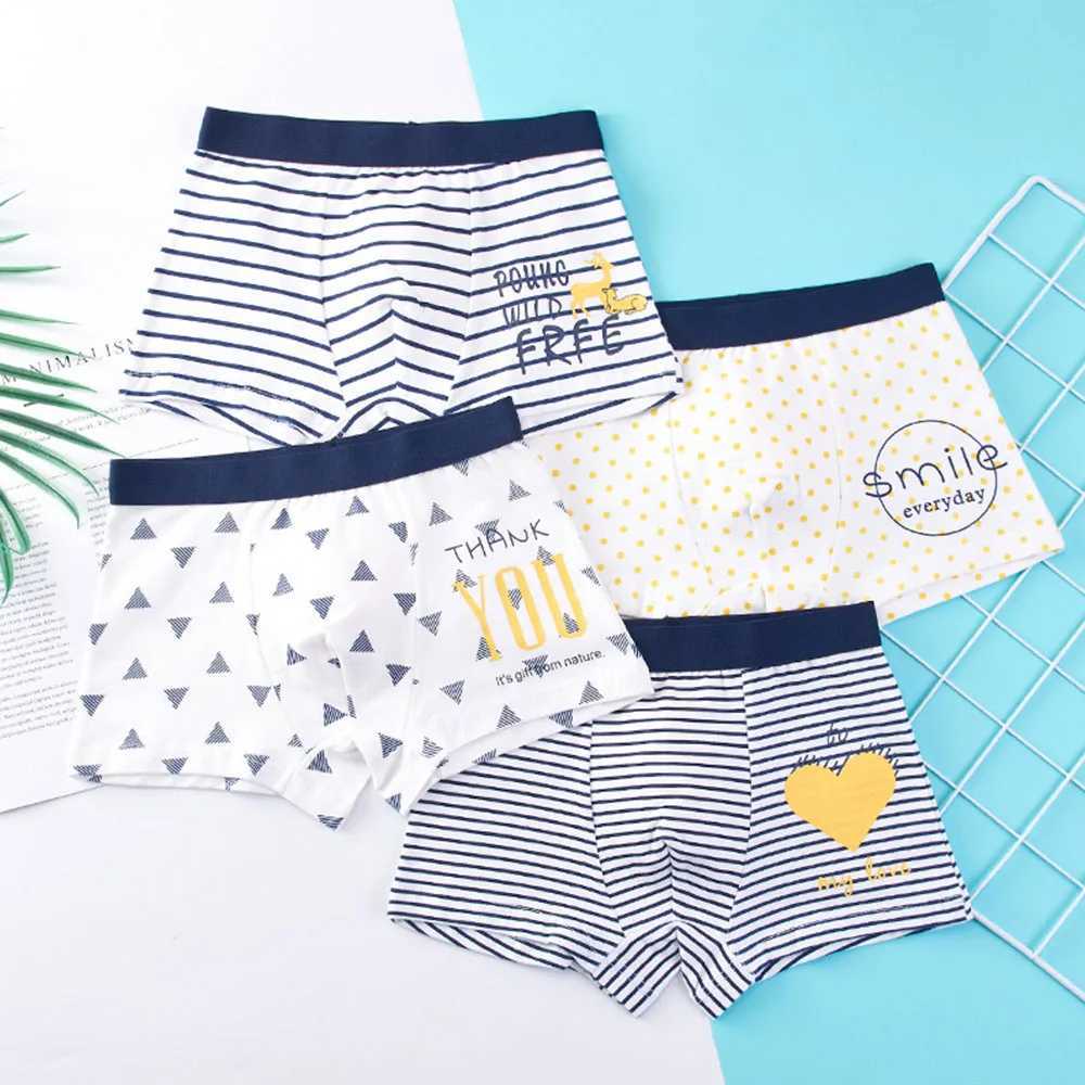 Childrens Underwear For Kids Cartoon Shorts Cotton Underpants Boys Panties Car Penguin Pattern 4Pcs Lot Y240821