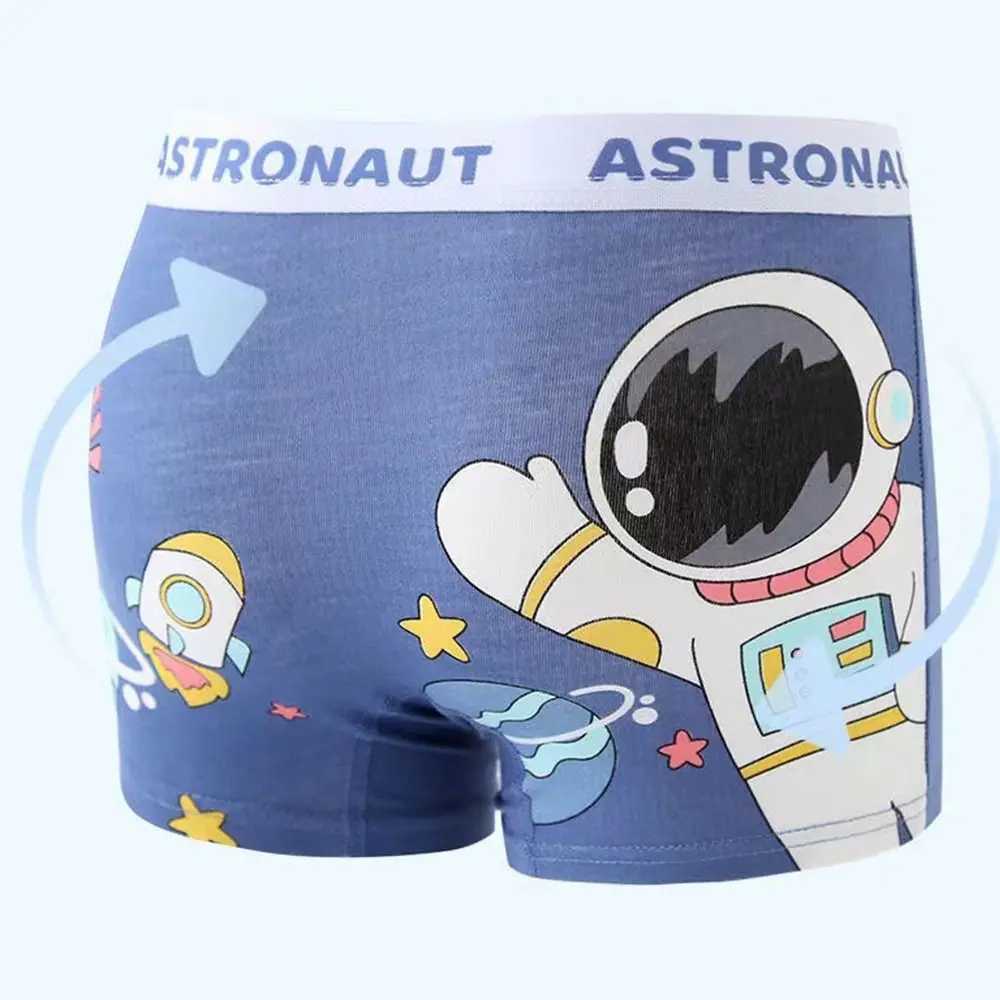 4pcs Panties Cartoon Astronaut Boxer Comfortable Cartoon Briefs Kids Underwear Cotton Mid-waist Boy Underpants Children Y240821