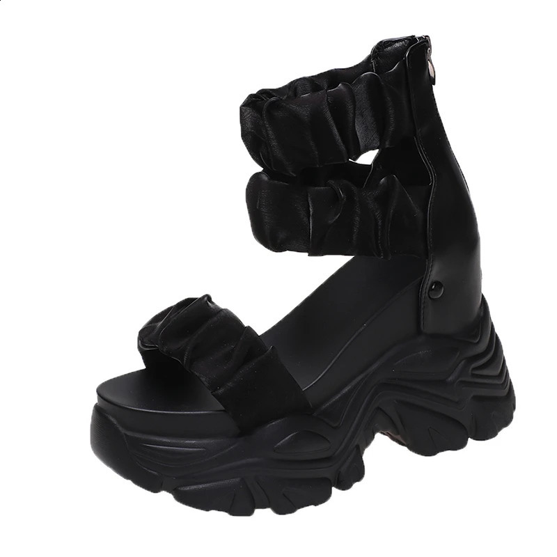 Summer Sandals 10CM Wedge Heels Sneakers 2024 Women Beach Flip Flop High Platform Casual Sandals Breathable Walking Slippers 240819