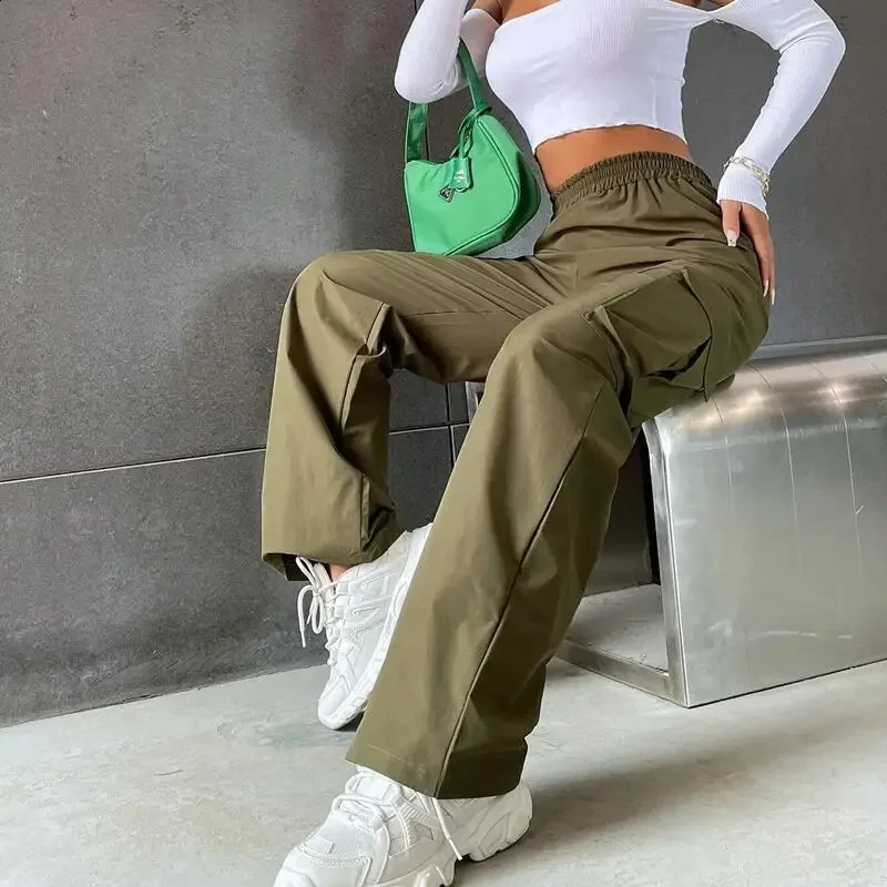 American casual mens straight leg long womens trench fashionable cargo pants pocket 240821