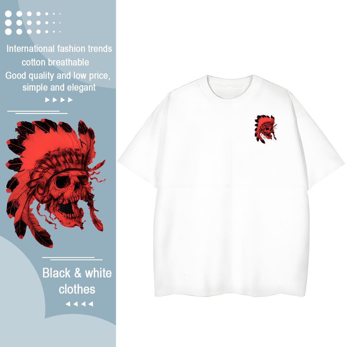Custom scary Tshirt for Man Woman 230g Cotton T-Shirts Skull Spring Summer Breathable Crew Neck Free Shipping Tees Shirts