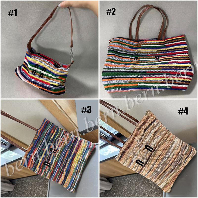 Good Quality Women's Fashion Knitted Woven Bag Handbag with Letters Logo
