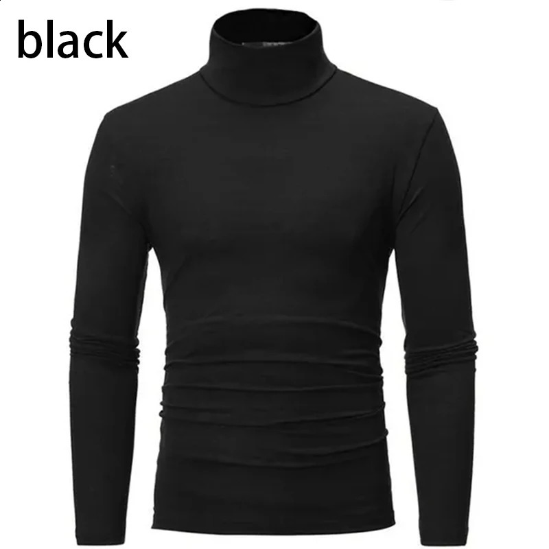 Fashion Base Tee Shirt Men Slim Fit Knit High Neck Pullover Turtleneck Sweater Tops Shirt 240821