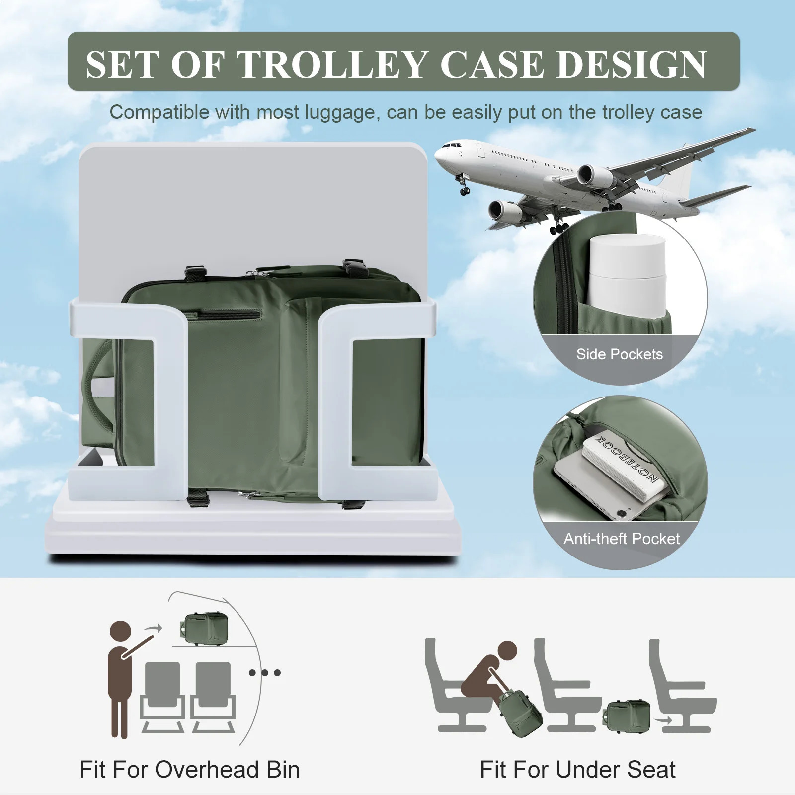 Airplane Travel Backpack Cabin Laptop Bag Mens Leisure Large Capacity Easyjet 45x36x20 Portable Handcart 240820