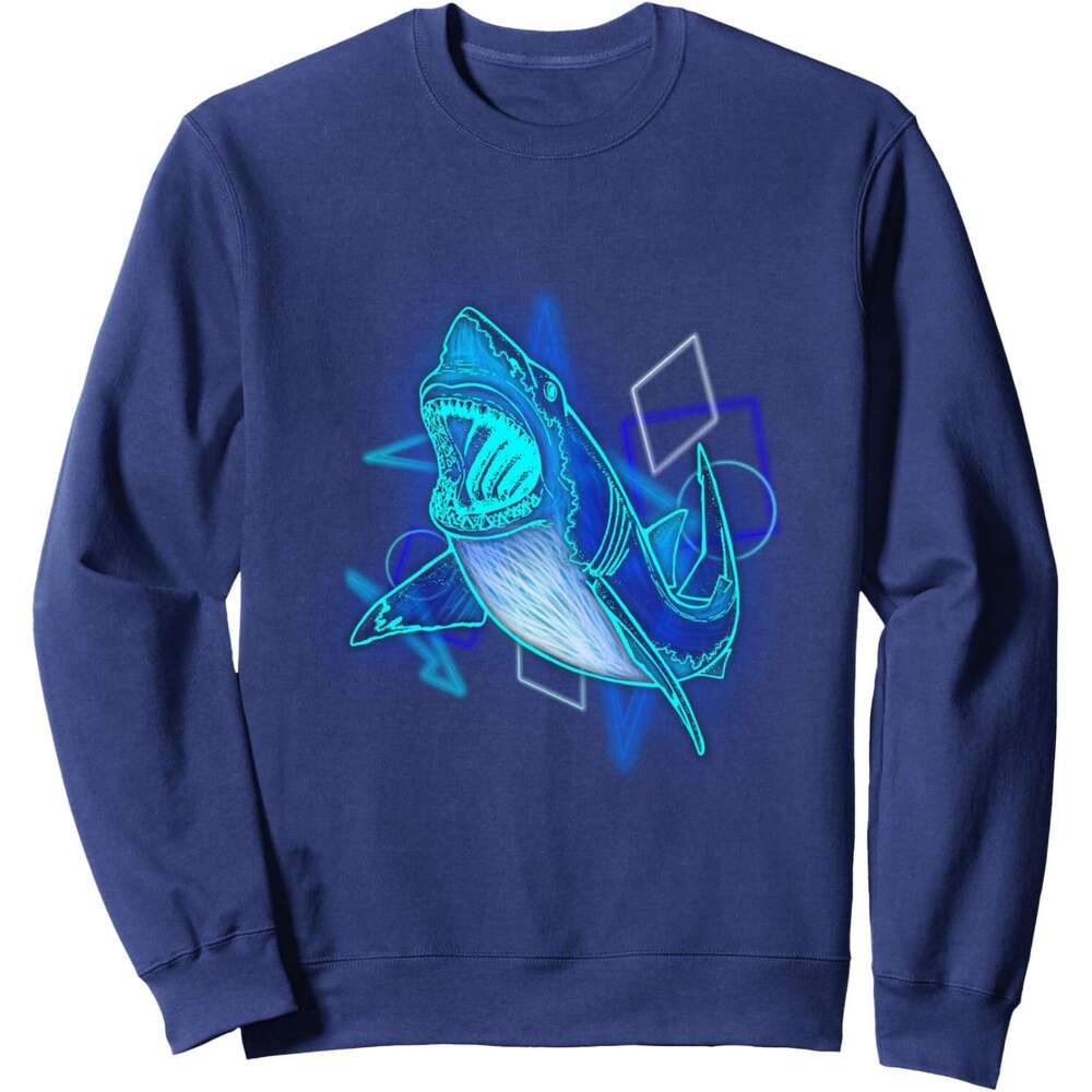Long Sleeve Shirts for Men sweatshirt Stylish Abstract Graphic Elements Deep Blue Sea Shark Sweatshirt T shirt Tee Streetwear Casual tops