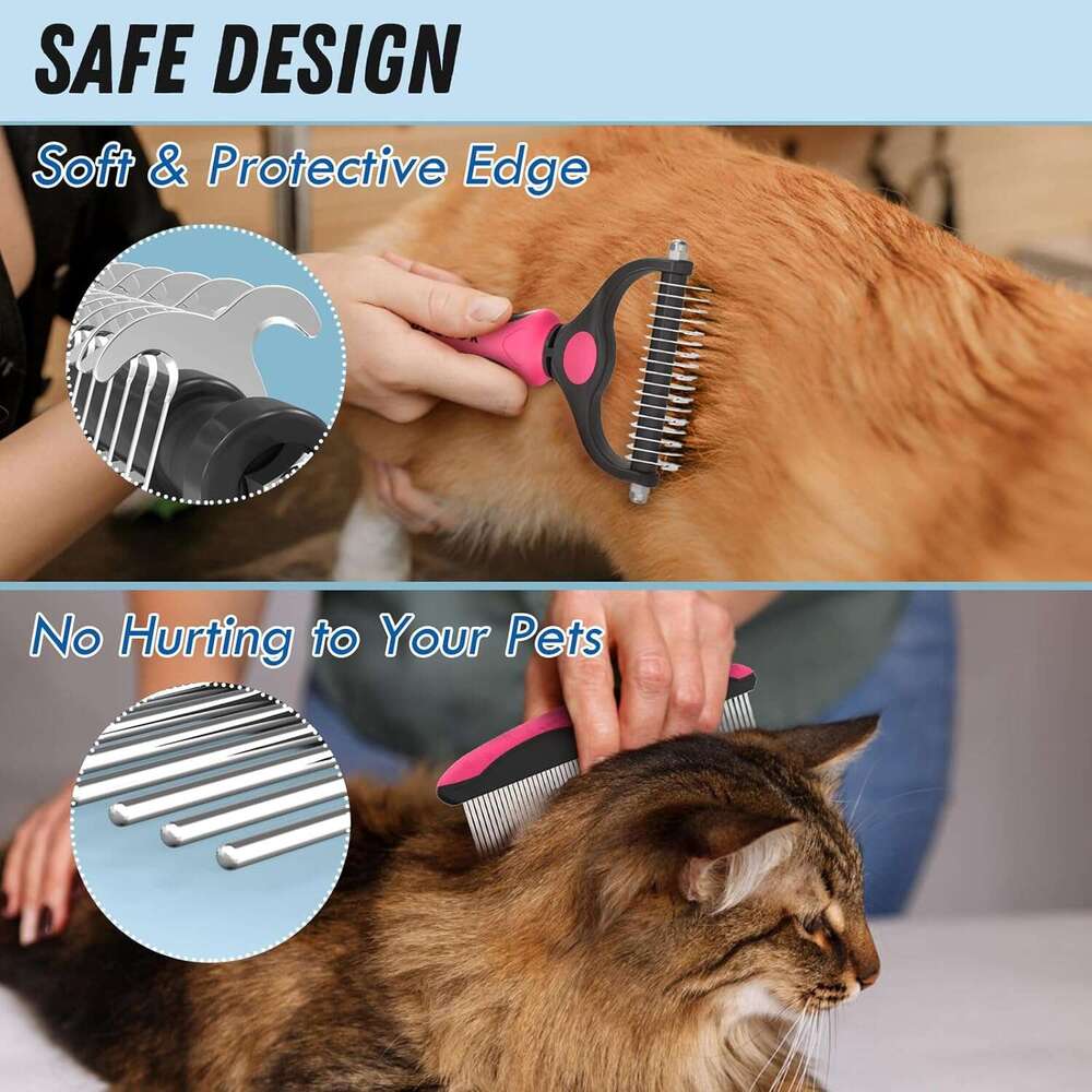 Docrok Pet Grooming and Metal Comb Combo, Cat Dog Shedding, Undercoat Rake Grooming, Dematting Deshedding Brush Dogs Shedding Tool for Long matted Hai