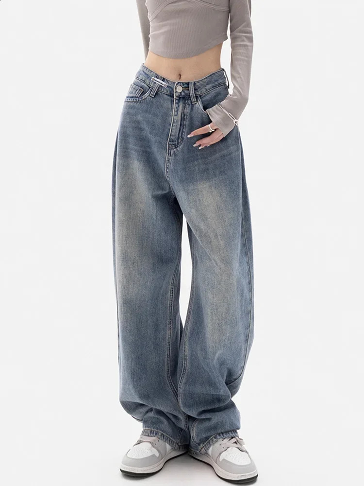 Baggy Jeans Women High Waisted Jeans Wide Leg Denim Pants Light Blue Loose Trousers 2024 Korean Casual Streetwear Y2K Fashion 240821
