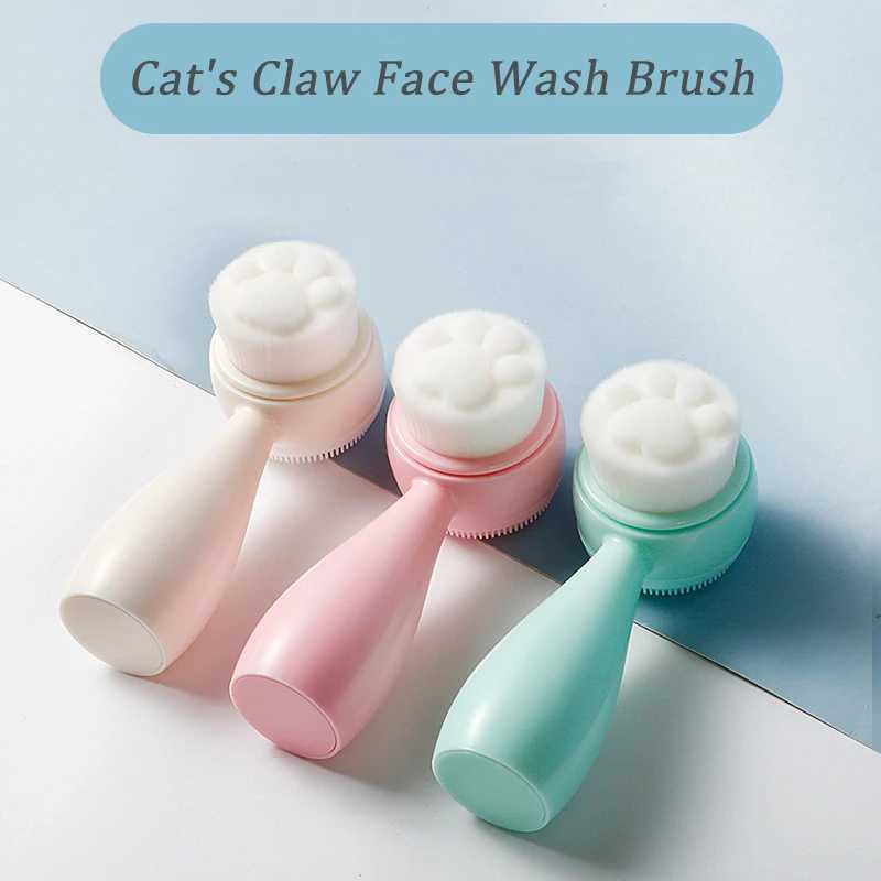 3D Double Silicone Facial Cleansing Brush New Soft Deep Cleaning Exfoliator Blackhead Removal Clean Brush Beauty Skin Care Tool Y240821