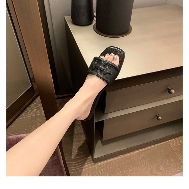 Ddmysports Grape Mom S Same Style Summer New Fashionable Flat Bottom Square Ead Vacation One Line Belt With Slippers For Outer Wearing Women Genuine L