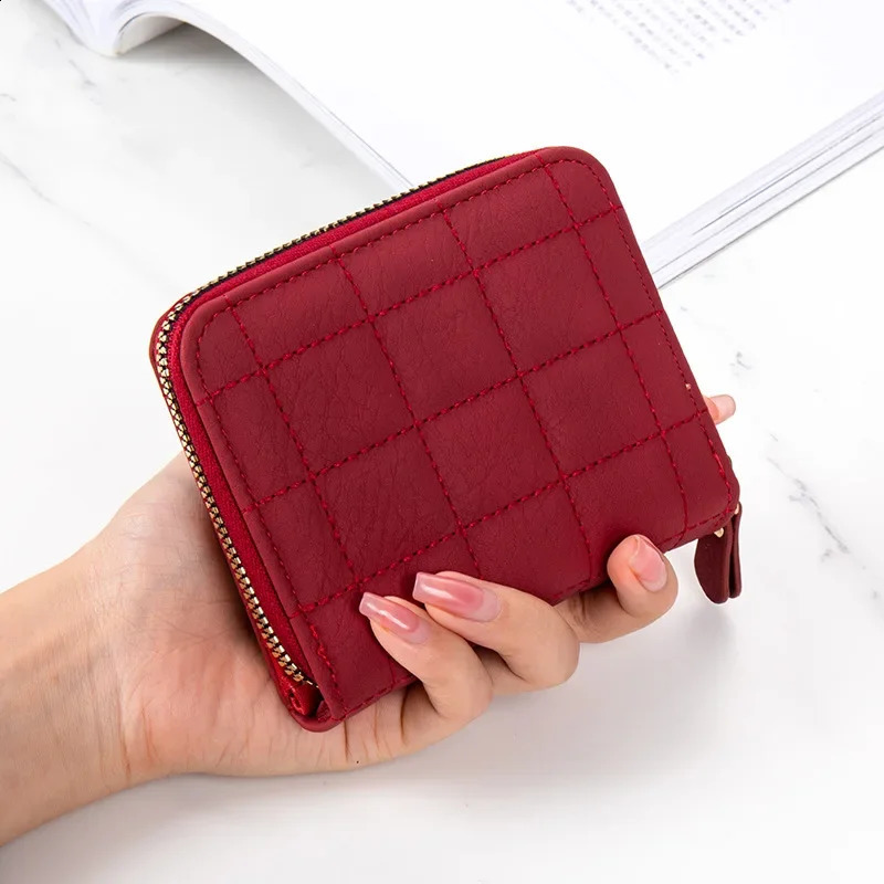 Korean Womens Wallet Short Zipper Solid Color Wallet Purse Multi-card ID Credit Card Badge Holder Mini Clutch Purse 240820