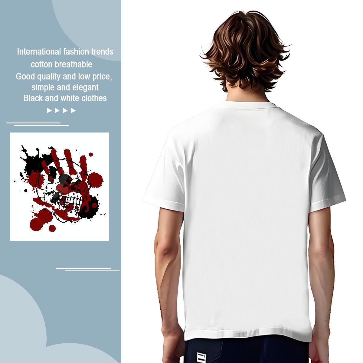 2024 New scary Men Tops Tees 100% Cotton 230g T-Shirts DIY Beach Crew Neck Wholesale Wear