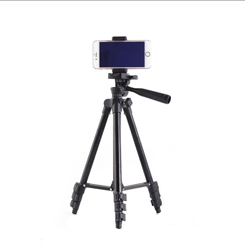 Live stand Aluminum tripod with mobile phone clip digital SLR camera telescopic stand