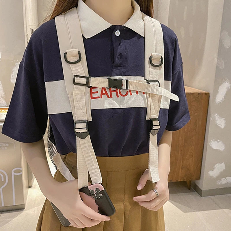 Fashionable college student backpack badge Rucksack girls school bag highcapacity womens cute casual travel Mochila 240820