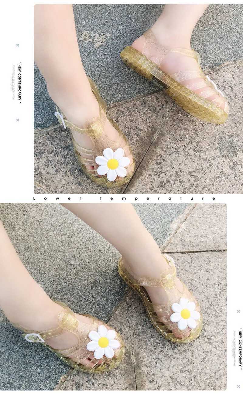 Childrens Spring and Summer New PVC Jelly Shoes Baby Roman Chrysanthemum Sandals W240821