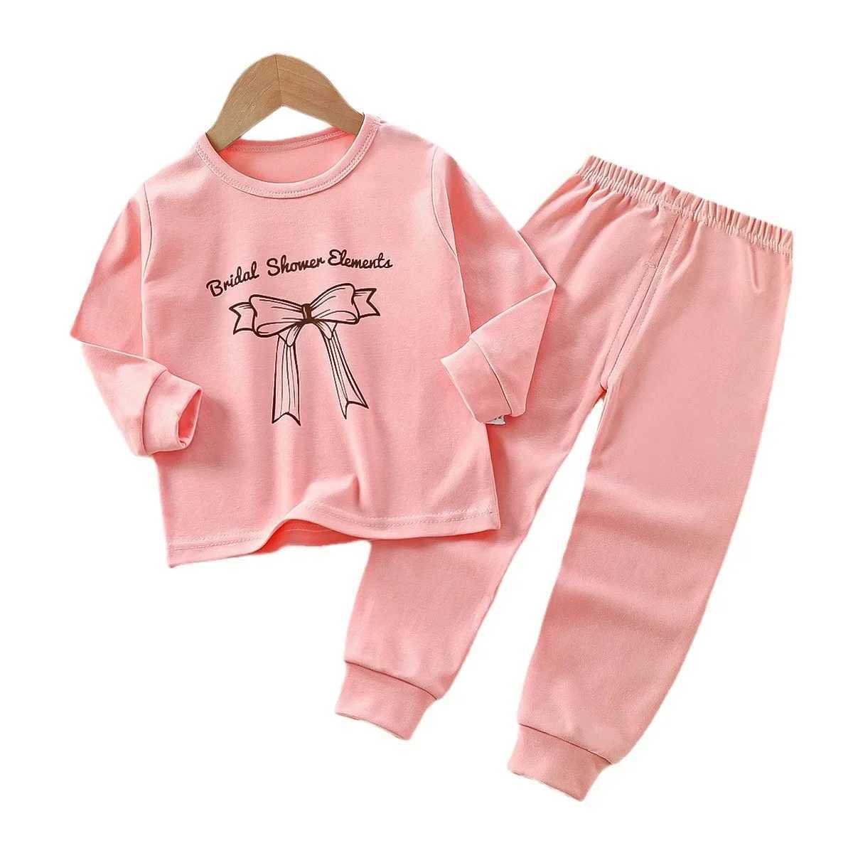 New Autumn New Childrens Underwear Set Pure Cotton Boys Pajamas Girls Home Clothes Middle Large Children Clothing Y240821