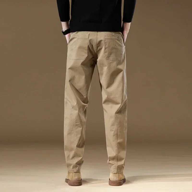 97% pure cotton mens mid size casual pants for autumn and winter high-quality business straight pants mens brandW240725