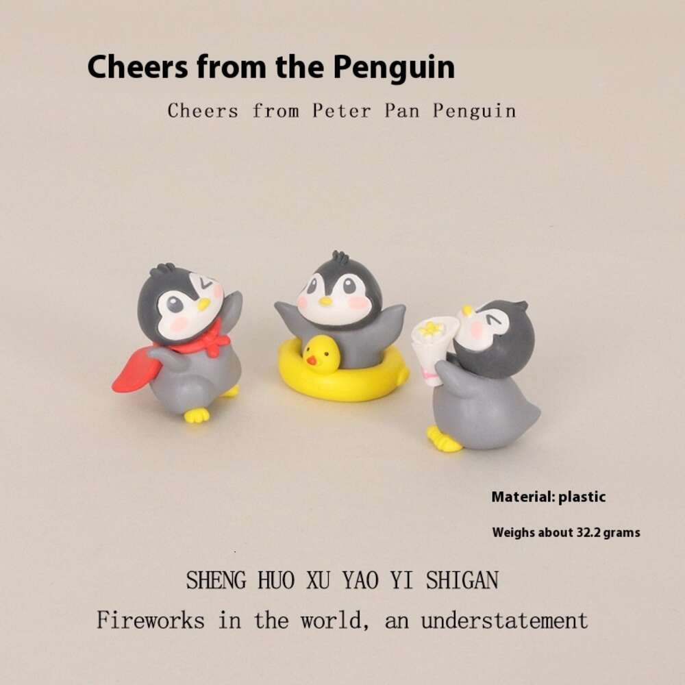 Creative cartoon mini cute funny penguin flower delivery micro landscape scene home car decoration