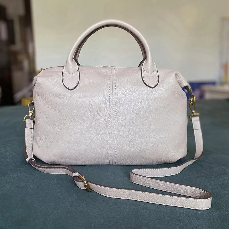 WOONAM unisex Exquisite Limited Grain Genuine Italy Nappa calf leather big Boston bag top handle lage handbag WB648 240820