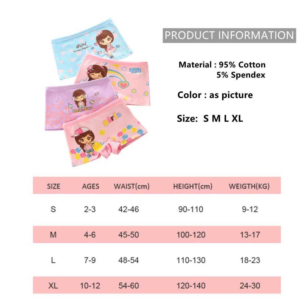4 Pieces/Lot Children Underwear Cotton Girls Panties Cute Kids Boxer Briefs Child Soft Girl Pants 2-10Years Y240821
