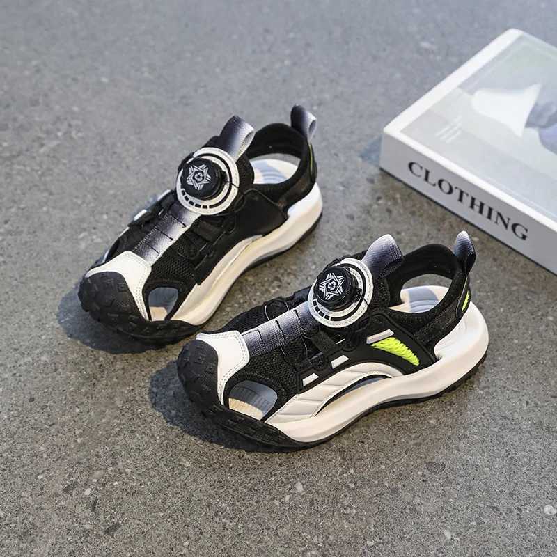 Baotou Girls Photo Frame Shoes 2024 Summer New Childrens Rotating Buckle Primary School Sports Sandals Boys Casual Beach Shoes W240821