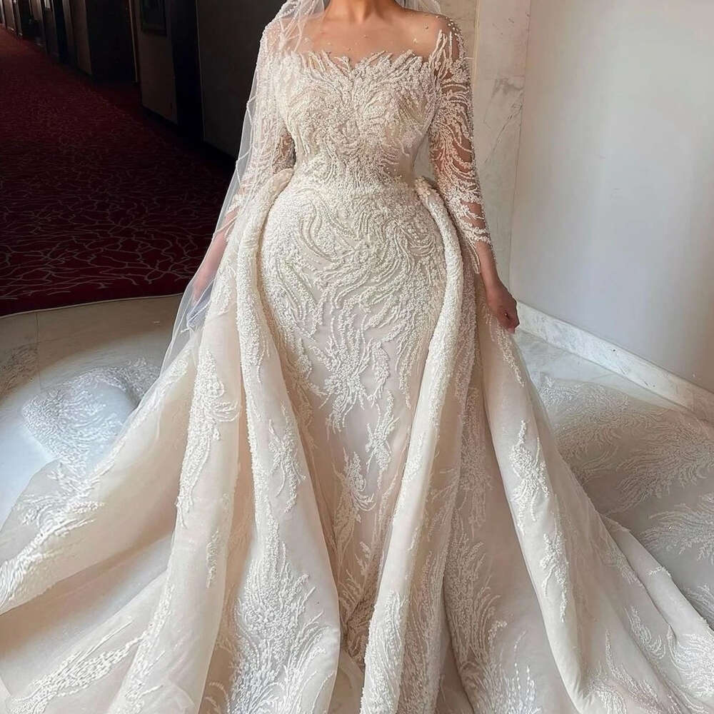 Elegant Wedding Dress with Train 2024 Charming Applique Bridal Gowns Lace Up Mermaid GownVestido De Noiva