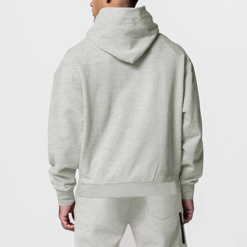 Fashion Hoodie Fleece Tracksuits Men Outdoor Casual Warm Hooded Sweatshirt And Pants Two Piece Sets For Mens Fall Winter Outfits 240821