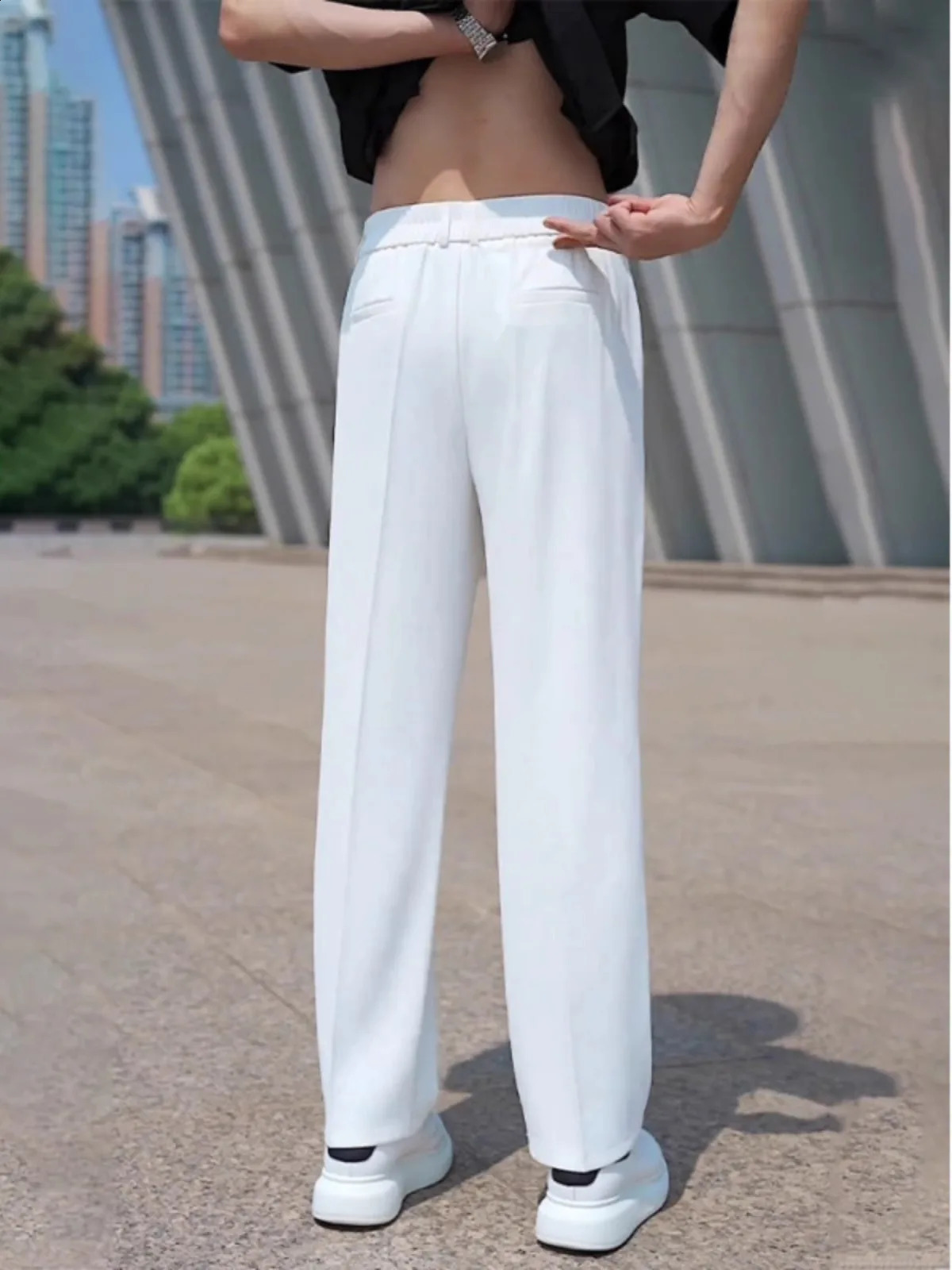 Large size anti-wrinkle white pants mens autumn and winter Korean style trendyy trousers drapedy high-end formal casual pan 240820