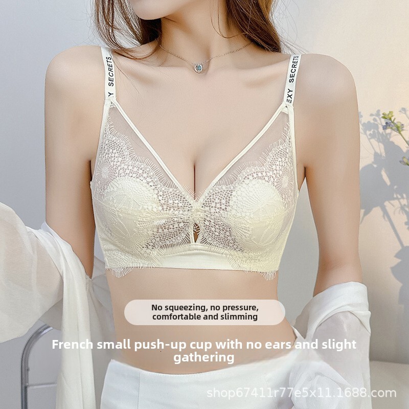 Ultr thin rbbit er cup lingerie for women, feturing lrge smll brests, gthered to prevent sgging, lce without steel ring, beutiful bck, nd text dongdum