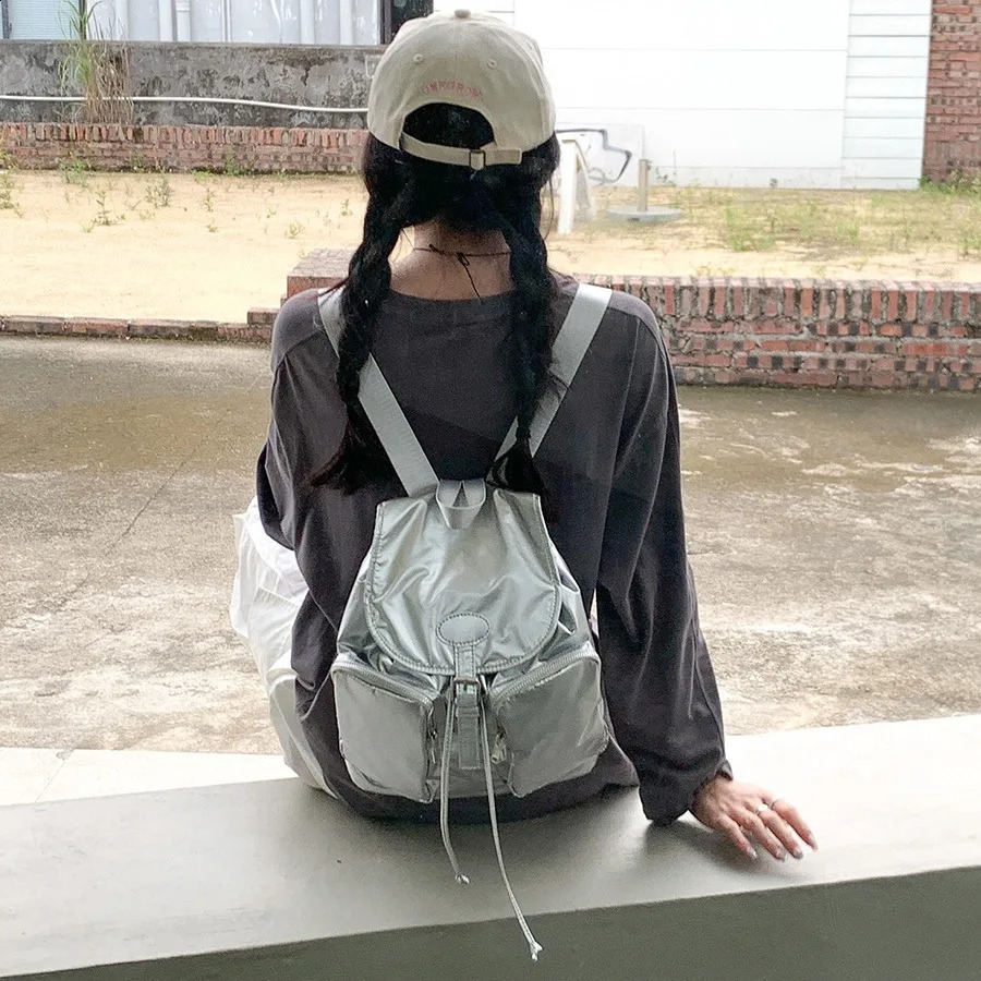 Womens backpack Preppy Style Flap nylon womens backpack niche design college womens travel girl backpack 240808